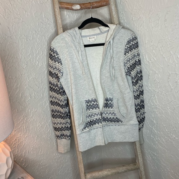 Ariat chevron lace print zip up hooded sweatshirt - Picture 7 of 7